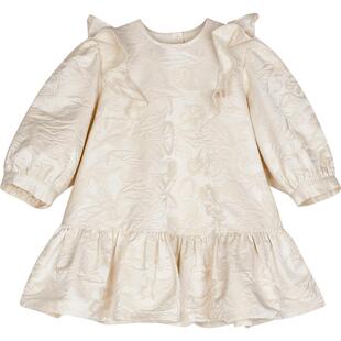 江南布衣童装长袖连衣裙荷叶边拼接设计感圆领女童儿童jnbybyjnby