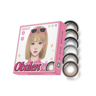 Obalen欧巴兰美瞳Obalen半年抛珠光金粉2片蓝彩色隐形眼镜旗舰店