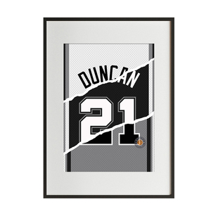 邓肯马刺队12号球衣拼接设计照片铝合金相框实木挂框摆台装饰画