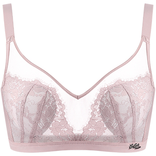 内衣女夏季轻薄款大胸显小无钢圈文胸透气兔耳朵水晶杯超薄款胸罩