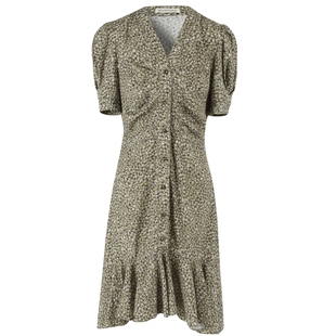 IIIVIVINIKO夏季新品复古飘逸V领修身小碎花连衣裙女M320612138E