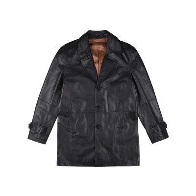 牛皮革雷迪波尔老钱风复古皮风衣