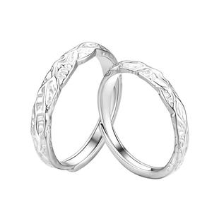 中国黄金珍尚银纯银糖果纸情侣对戒戒指生日新年礼物送男女友S925