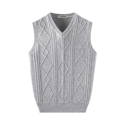 啄木鸟羊毛背心男套头坎肩中老年