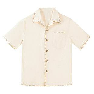 【高支纯棉速干】CULTUM古巴领短袖衬衫男休闲复古宽松廓形半截袖