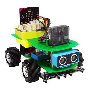 七星虫microbit v2.2全向轮四驱智能小车AI视觉机器人开发板套件