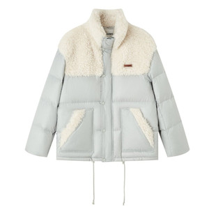 SOMESOWE 25FW羊羔毛拼接立领羽绒服保暖外套女时尚休闲面包服