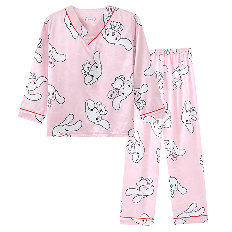 儿童睡衣女孩春秋季冰丝薄款长袖女童可爱夏装空调服中大童家居服