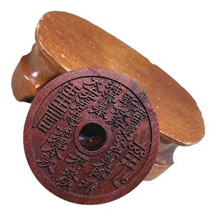 雷击枣木山鬼花钱吊坠出行平安原木压胜钱道家文化手工雕刻老木料