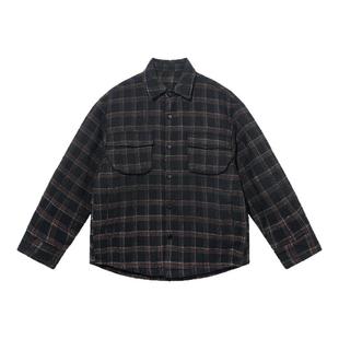 JUPSTUDIO拼色格子颗粒磨毛羽绒服男2025新款帅气休闲风过冬外套