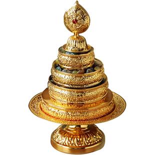 合金曼扎盘小号佛八吉祥曼扎盘 修盘 曼茶罗曼达盘带宝石托盘小号