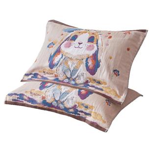 洁丽雅枕巾纯棉一对装可固定全棉高档单人加厚枕头巾防滑不脱落