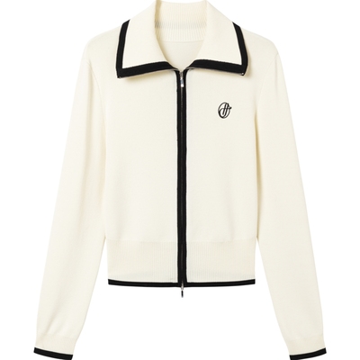 衣香丽影灰色撞色针织衫女