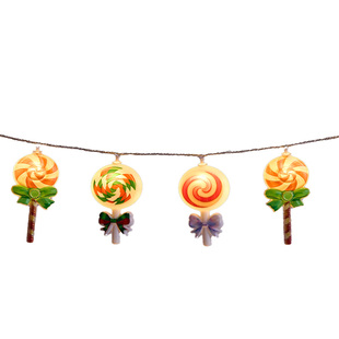圣诞节棒棒糖灯串挂饰室内橱窗场景布置气氛围彩灯串节日装饰道具