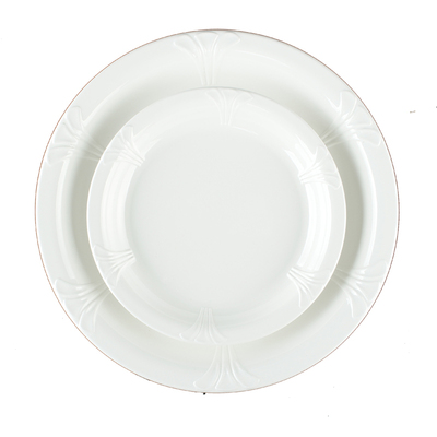 密胺白色盖浇饭花边风圆盘
