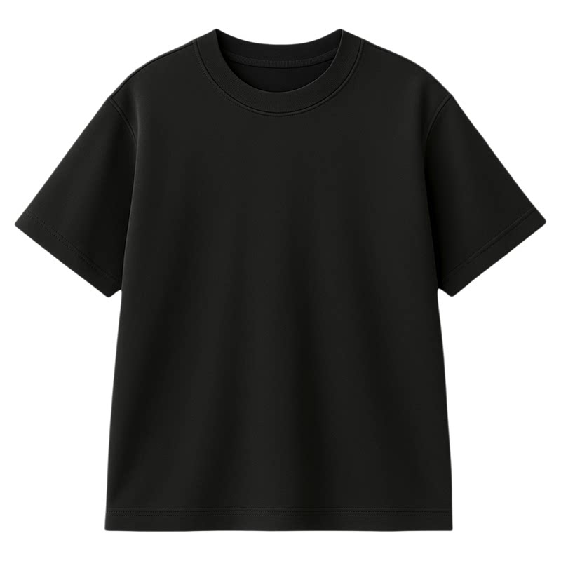 NO LOGO 260克三本针索罗娜小领口男款短袖T恤boxy短宽松2026新款