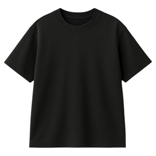 NO LOGO 260克三本针索罗娜小领口男款短袖T恤boxy短宽松2026新款