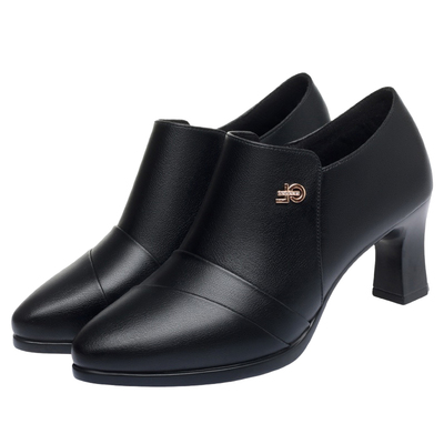 酒杯跟妈妈单鞋韩版焦糖色防水台