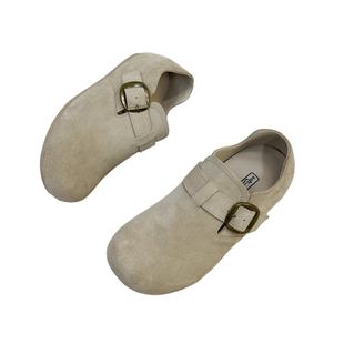 欧拉正品头层牛皮勃肯女鞋厚底增高软底软面复古一脚蹬真皮休闲鞋