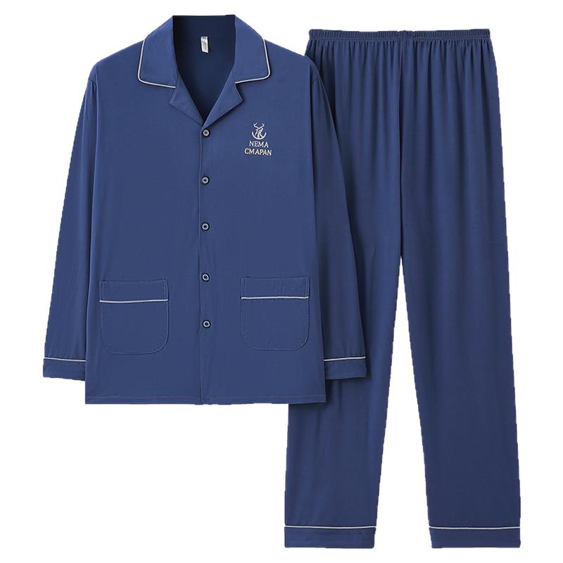 可外穿揭阳睡衣男士2025年春秋男款纯棉长袖大码春夏季家居服套装