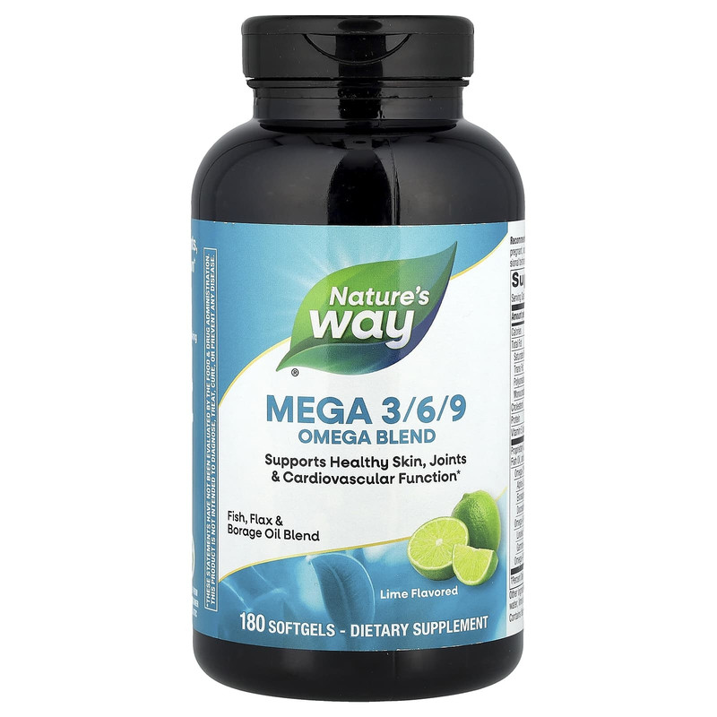 然萃维,Mega 3/6/9 欧米伽脂肪酸软凝胶，酸橙味，180 粒软凝胶