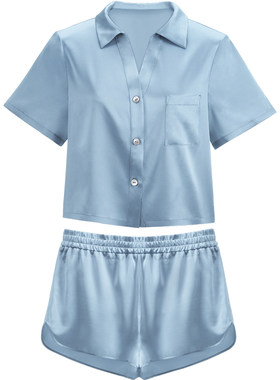短袖短裤真丝家居服套装