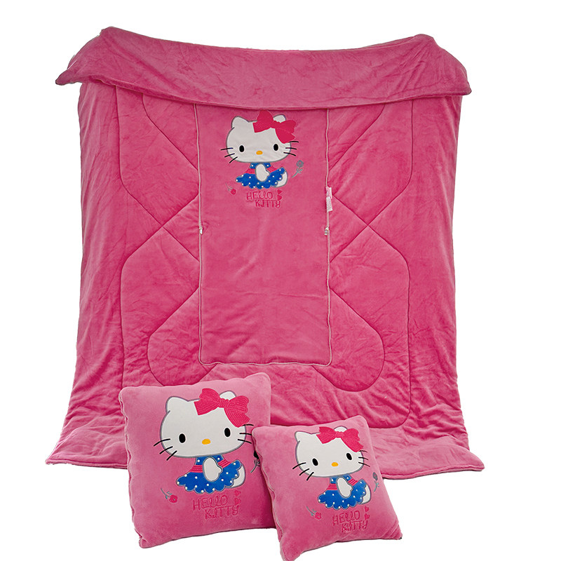 hellokitty加厚牛奶绒抱枕被子