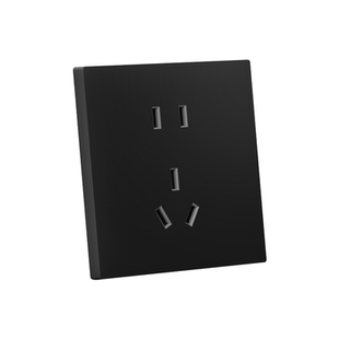 联朗86型黑色肤感开关插座面板家用16A三孔空调暗装超薄型奶油风