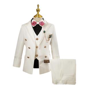 男童礼服高端儿童西装套装男主持人白色小男孩演讲绅士钢琴演出服