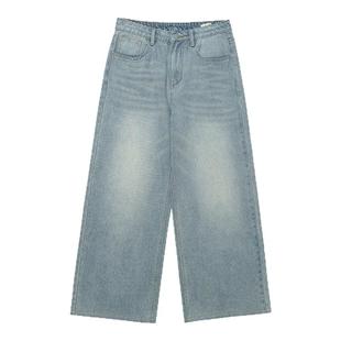 CountryMoment 美式复古水洗做旧直筒牛仔裤男女Cleanfit阔腿长裤