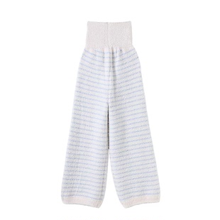 十月名裳孕妇半边绒高腰条纹家居裤春秋外穿加厚不勒肚子保暖睡裤