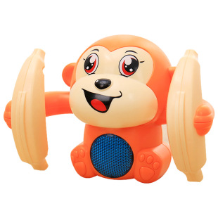 有声音会翻滚猴子玩具婴儿童充电动翻转跟头虎音乐小宝宝练趴抬头