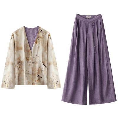 COCOBELLA人丝外套阔腿裤套装