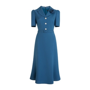 朗姿/MOJO AVENUE莫佐浪漫山茶花收腰连衣裙2025新款优雅气