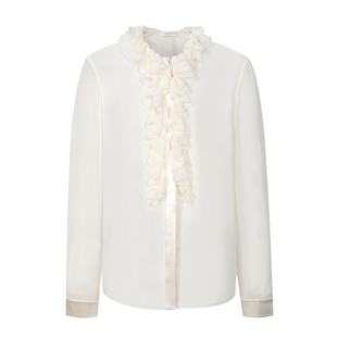 疏时 古典裹褶银丝重工衬衫