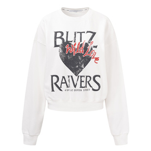 RAIVE布里茨爱心卫衣2026春季女宽松晕染印花新款圆领套头上衣