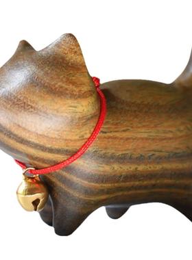 黑檀木可爱小猫解压把玩桌面摆件