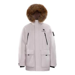 骆驼女装派克羽绒服中长款2025冬季保暖加厚毛领工装羽绒外套男