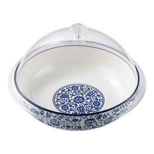 青花瓷带盖和面盆家用盆咸菜腌菜凉菜卤菜专用盆酱菜盆商用陶瓷盆