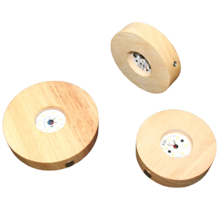 实木圆形 LED发光底座触控充电款小夜灯水晶球透明摆件浪漫氛围灯