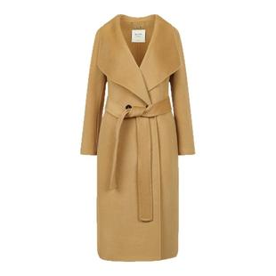 DTLANDO冬季女装时尚气质大翻领设计收腰绑带羊毛大衣外套