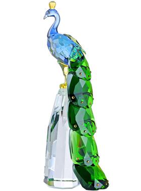 都爵族水晶孔雀纯手工装饰摆件