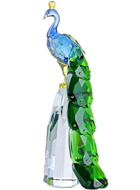 都爵族水晶孔雀纯手工装饰摆件