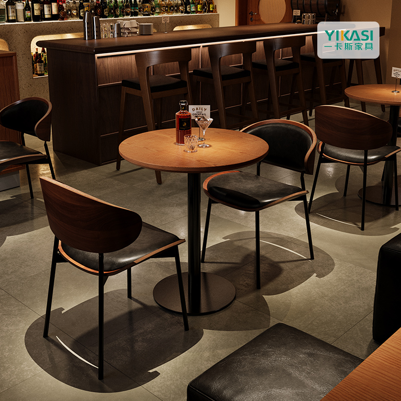 复古酒吧桌椅组合小酒馆清吧餐饮饭店西餐厅商用咖啡厅店桌子椅子