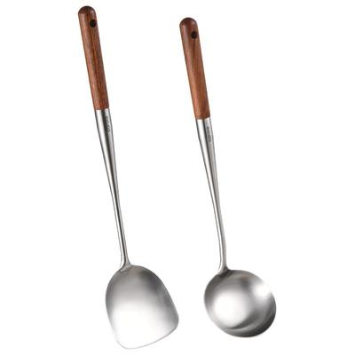 卡罗特316L不锈钢锅铲加长花梨木手柄家用铲厨房炒菜铲子汤勺炒勺