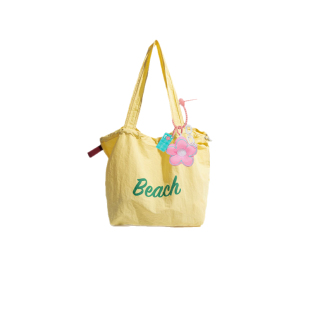 橙子少女韩系黄色抽绳单肩包新款百搭大容量托特包帆布多巴胺慵懒