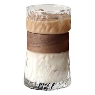 ins风挂耳咖啡杯家用防烫隔热竹套玻璃杯复古冰美式拿铁杯茶杯子