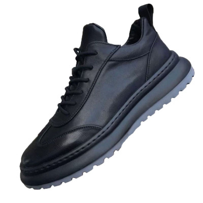 2025冬季新款真皮男鞋加绒厚底软底休闲鞋男士高帮皮鞋百搭鞋子潮