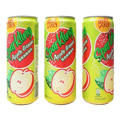 维他苹果绿茶气泡水港版进口柠檬茶无糖饮料网红碳酸饮品解暑罐装