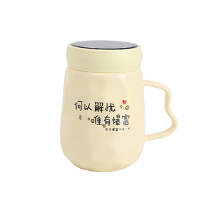 奶油马克杯女生陶瓷水杯高颜值情侣水杯喝水杯子家用咖啡杯有盖勺
